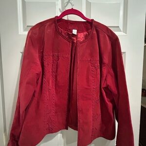 Elegant Red Women's suede Jacket